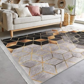 Koberec behúň v sivo-zlatej farbe 80x200 cm – Mila Home