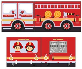 Detský záves k posteli 4 ks 195x75 cm Fire Truck – Vipack