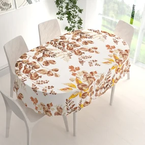 Biante Bavlnený oválny obrus Sandra SA-530 Hnedý eukalyptus na bielom 120x180 cm