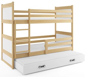 Interbeds Poschodová posteľ Rico 3 trojmiestna borovica 200cm x 90cm biela