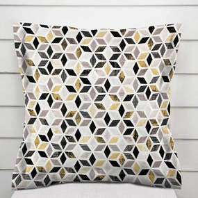 Biante Dekoračná obliečka na vankúš s lemom Leona LN-065 Zlato-čierna mozaika 50 x 60 cm