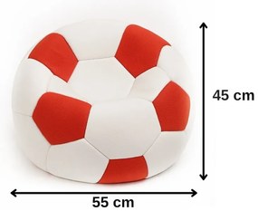 Sedací vak futbalová lopta malá bieločervená EMI