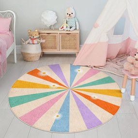 Prateľný detský koberec ø120 cm Rainbow Daisy – Mila Home