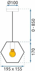 Toolight, závesné svietidlo 1xE27 APP1131-1CP, čierna-zlatá, OSW-40003