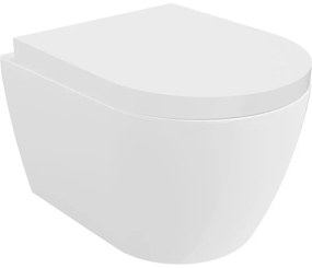 Mexen Carmen, závesná WC misa 490x365x340 mm, Rimless Tornádo + WC sedadlo z duroplastu, biela lesklá, 30880200T