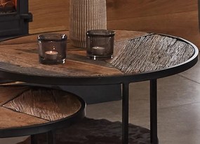 Set 2 ks stolíkov Oxford, masívne drevo/kov