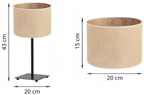 Stolná lampa Juta, 1x jutové tienidlo, (výber z 2 farieb konštrukcie), n