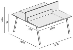 PLAN Kancelársky pracovný stôl DOUBLE LAYERS, posuvná vrchná doska, s prepážkami, biela