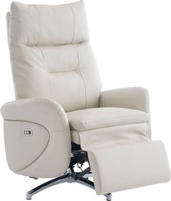VASHOME Elektrický relaxačný kreslo s nastaviteľným operadlom a podnožkou, s USB nabíjačkou, Béžová