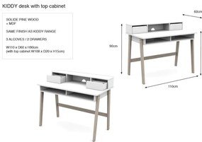 Biely detský písací stôl Vipack Kiddy