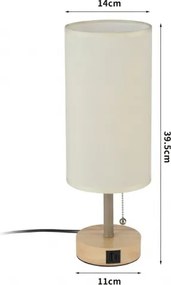 BRILAGI - Stolová lampa s USB portom TABLON 1xE27/25W/230V dub/béžová/krémová