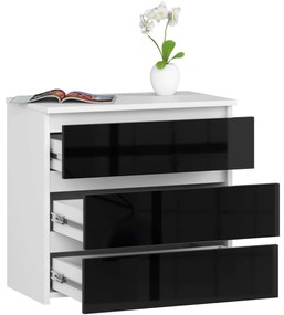 Komoda CL3 60 cm biela/čierna lesk