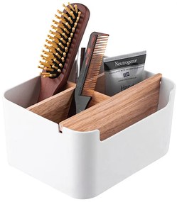 ALTOM Organizér s bambusovými přepážkami, bílý OWELEK, 18x14x10