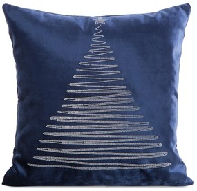 VIANOČNÁ DEKORAČNÁ OBLIEČKA NA VANKÚŠ ROYAL3 45X45 CM TMAVOMODRÁ