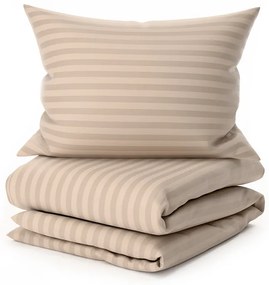 Hotelové obliečky z mikrovlákna JASMINE béžové - prúžok 2 cm Rozmer obliečok: 70 x 90 cm | 140 x 220 cm