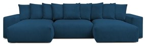 Tmavomodrá menčestrová rohová pohovka Voltaire – Bobochic Paris