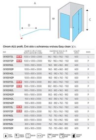 Mereo Mereo, Novea spechový kút, obdĺžnik, pravé dvere a pevný diel, chróm ALU, sklo Číre, MER-CK10516ZP