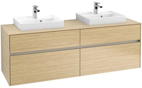 VILLEROY &amp; BOCH Collaro závesná skrinka pod dve umývadlá na dosku, 4 zásuvky, 1600 x 500 x 548 mm, Nordic Oak, C02100VJ