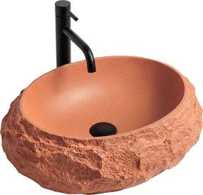 Umývadlo na dosku z kompozitného kameňa REA MIKA TERRACOTTA 50x38 cm, oranžová