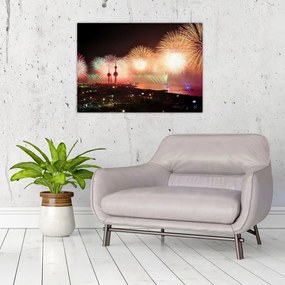 Sklenený obraz ohňostroja (70x50 cm)