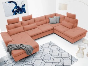 Sedacia súprava Madeira 3A, lososová látka, tvar pravé U