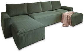 Tmavozelená sedacia súprava do U SMART COSARO 295x140 cm