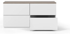 Biela komoda so zásuvkami a doskou v orechovom dekore, 120 x 54 cm Join - TemaHome