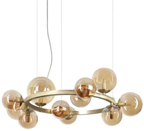 Ideal Lux - LED Luster na lanku PERLAGE 11xG9/3W/230V pr. 73 cm zlatá/dymová ID322773