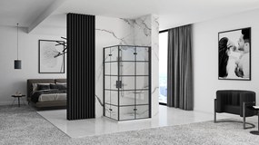 Štvorcový sprchový kút REA MOLIER BLACK DOUBLE 90x90 cm, čierny/transparent - bez vaničky