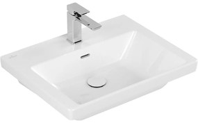 VILLEROY &amp; BOCH Subway 3.0 umývadlo na skrinku s otvorom, s prepadom, 600 x 470 mm, biela alpská, s povrchom CeramicPlus, 4A7060R1