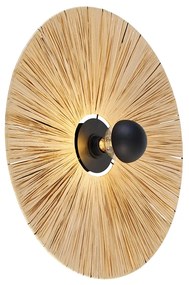 Rustikálna nástenná lampa čierna s lanom 60 cm - Leia