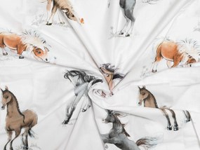 Bavlnené obliečky do postieľky HORSE DREAM biele Rozmer obliečky: 45 x 65 cm | 90 x 135 cm