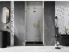 Mexen, Mexen Lunar-F skladacie ľavé sprchové dvere 95 cm, transparentné, zlaté - 836-095-000-50-00-L