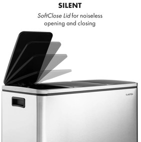 Klarstein Grandmaster Trash, pedálový odpadkový kôš, 54 l/3 x 18 l, tichý, PP, ušľachtilá oceľ