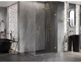 Mexen Lunar-B, pravostranný výklopný sprchový kút 90 x 80 cm, 8mm číre sklo, zlatý kartáčovaný - 832-090-080-55-00-P