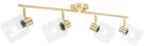 Stropné bodové svetlo zlaté so sklom 4-žiarovkové nastaviteľné - Laura