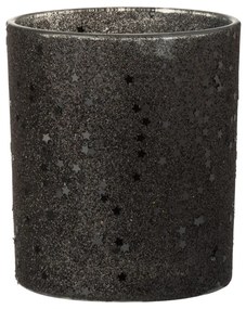 Čierny sklenený svietnik baubles stars black - Ø 9 * 10 cm