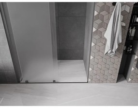 Mexen Velar, posuvné sprchové dvere do otvoru 130 cm, 8mm sklo námraza, brúsený grafit, 871-130-000-31-95