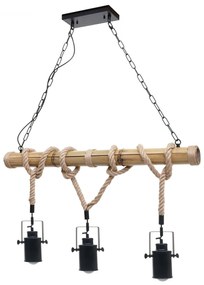 Závesné svietidlo H82 industrial, spot 3 74204 - kov / bambus - Čierna