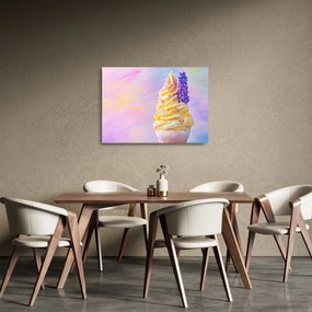 Sklenený obraz - Zmrzlina s levanduľou (70x50 cm)