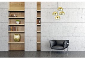Závesné svietidlo Bergen Gold, 4x zlaté/transparentné sklenené tienidlo (fi 20cm), o