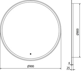 Mexen Gobi, LED okrúhle kúpeľňové zrkadlo s podsvietením 90 cm, 6000K, ochrana proti zahmlievaniu, 9801-090-090-611-00