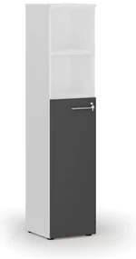 Kombinovaná kancelárska skriňa PRIMO WHITE, dvere na 3 poschodia, 400 x 420 x 1781 mm, biela/grafit