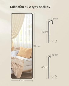 Obdĺžnikové zrkadlo FERRA, 120x40cm, čierna SongmicsHome