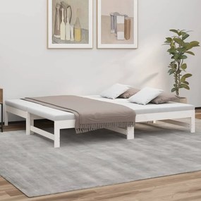 Rozkladacia denná posteľ biela 2x(75x190) cm borovicový masív 823420