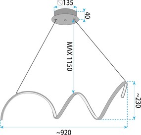 Toolight Toolight, LED závesné svietidlo 90cm, 26W, 3000K, LHJ025-CP, chrómová, OSW-60016