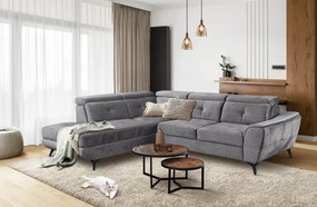 Rohová sedacia súprava Sergio, dymovo šedá látka, ľavý roh