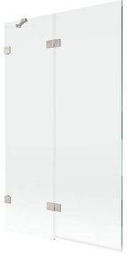 Mexen Lunar, 2-krídlová vaňová zástena ľavá 110 x 150 cm, číre sklo, brúsená oceľ, 897-110-100-97-00-L