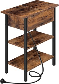 Odkladací stolík Vasagle Frenzy 48 cm s nabíjacou stanicou hnedý/čierny