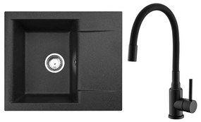 ALVEUS SETA23197 - Kuchynský drez CADIT + drezová batéria MINTAS, 34 cm, granit/čierna